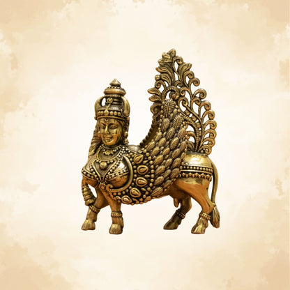 Kamdhenu Cow Brass Idol for Prosperity & Abundance | Vastu Decor - 5 Inches