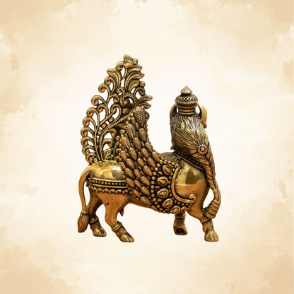 Kamdhenu Cow Brass Idol for Prosperity & Abundance | Vastu Decor - 5 Inches