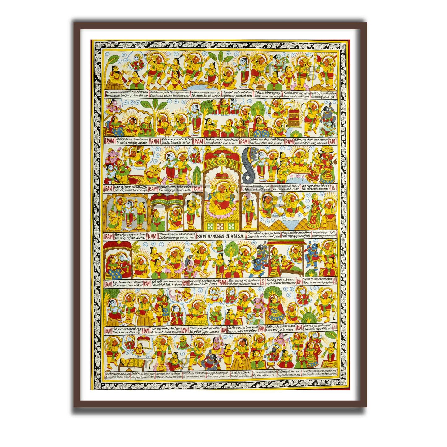 Hanuman Chalisa Sacred Devotion Wall Art in English