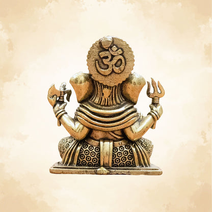 Lord Ganesha Brass Idol (Left Trunk) – Symbol of Wisdom, Prosperity & New Beginnings - 2.5 Inch