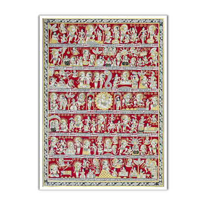 Divine Hanuman Chalisa Phad Wall Art | Sacred 40 Chaupai Artwork for Home & Mandir Decor