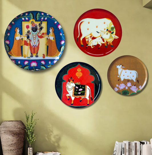 Traditional Pichwai – Shreenathji & Cows | Premium Steel Wall Plates