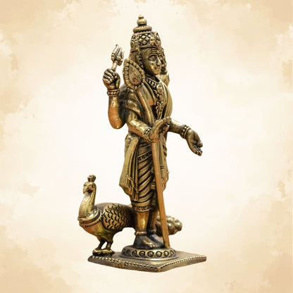 Lord Kartikeya Brass Idol – Symbol of Wisdom, Victory & Divine Strength - 4 Inches