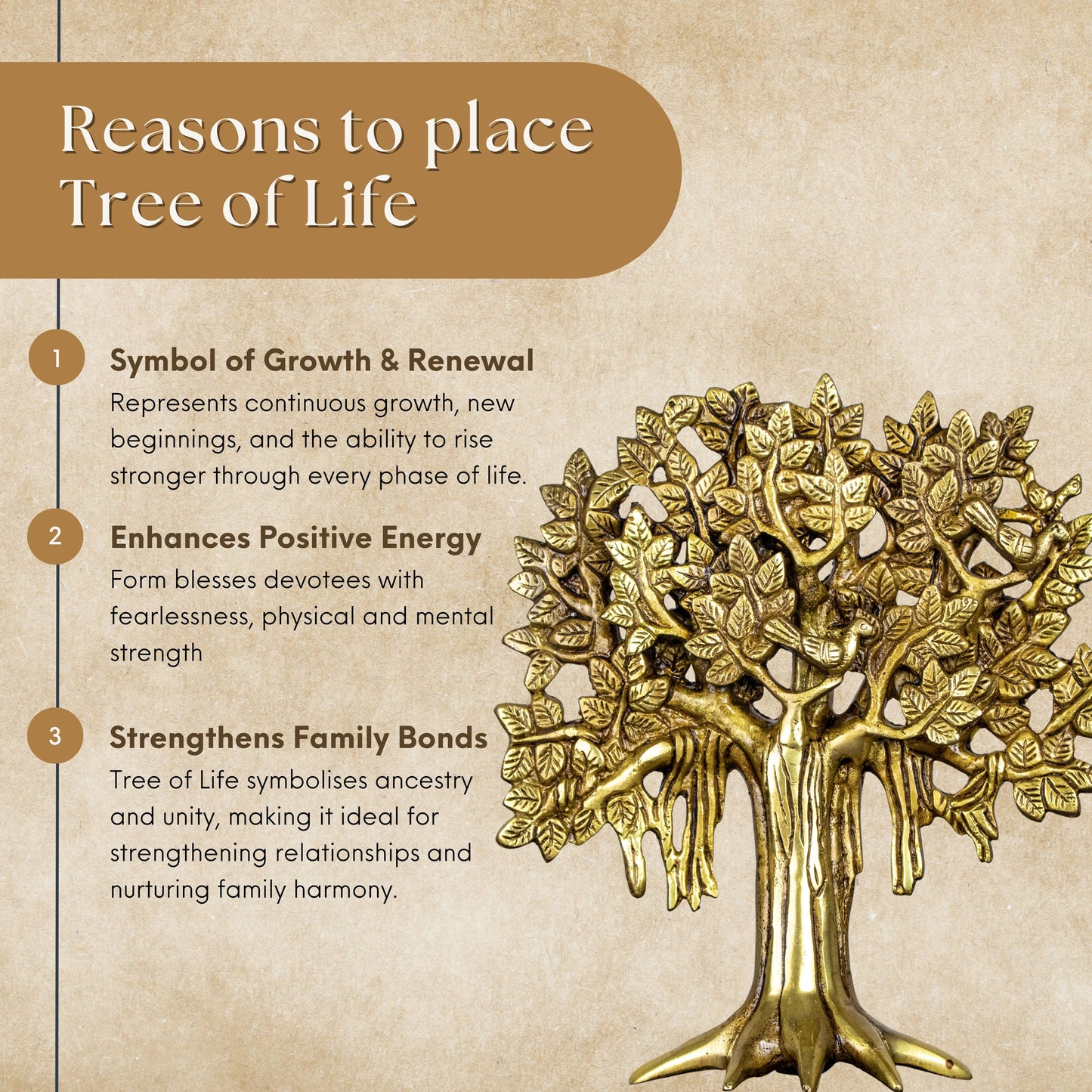 Brass Tree of Life Showpiece Vastu Decorative Art for Positive Energy