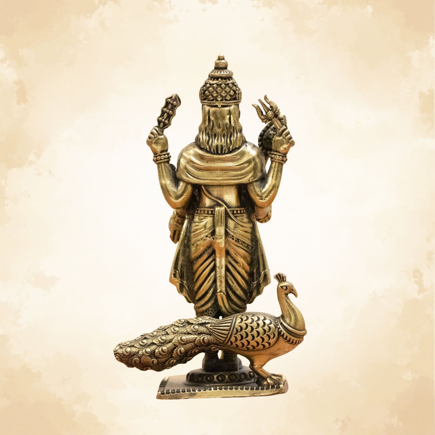 Lord Kartikeya Brass Idol – Symbol of Wisdom, Victory & Divine Strength - 4 Inches