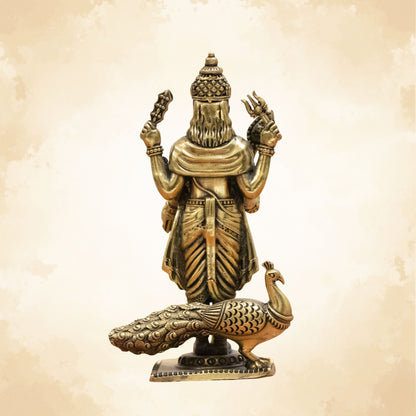 Lord Kartikeya Brass Idol – Symbol of Wisdom, Victory & Divine Strength - 4 Inches