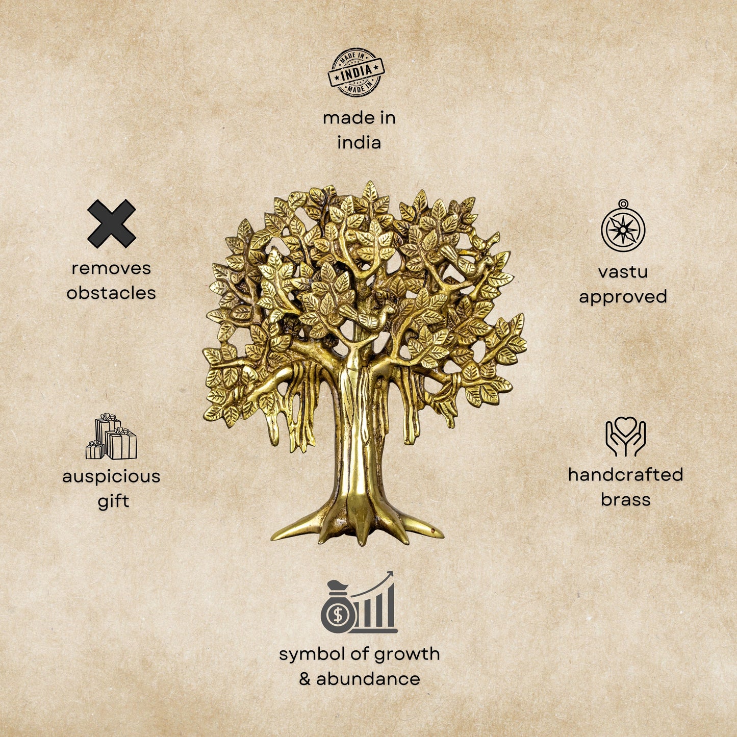 Brass Tree of Life Showpiece Vastu Decorative Art for Positive Energy