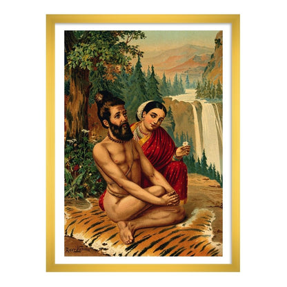 Menaka the nymph and the yogi, Vishwamitra by Raja Ravi Varma Wall Art for Decor