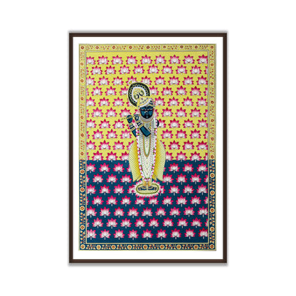 Shrinathji Pichwai Painting | Lotus Background - Living room Decor