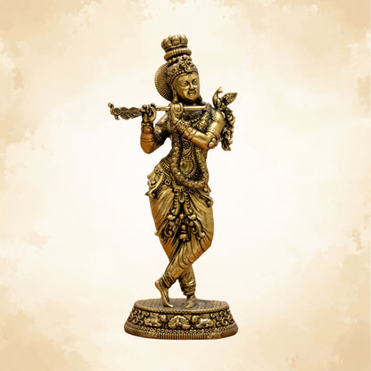 Elegant Lord Krishna Brass Idol – Bring Home Divine Grace & Serenity - 5 Inches