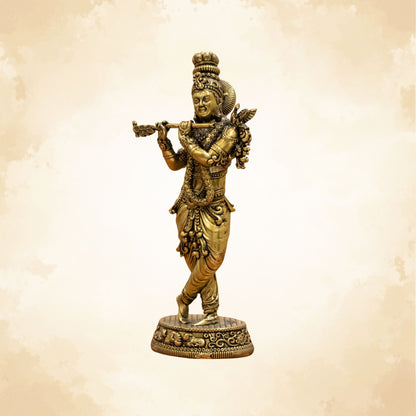 Elegant Lord Krishna Brass Idol – Bring Home Divine Grace & Serenity - 5 Inches