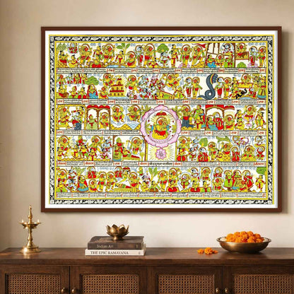 Shri Hanuman Chalisa Divine Verses in Landscape Wall Art for Living Room