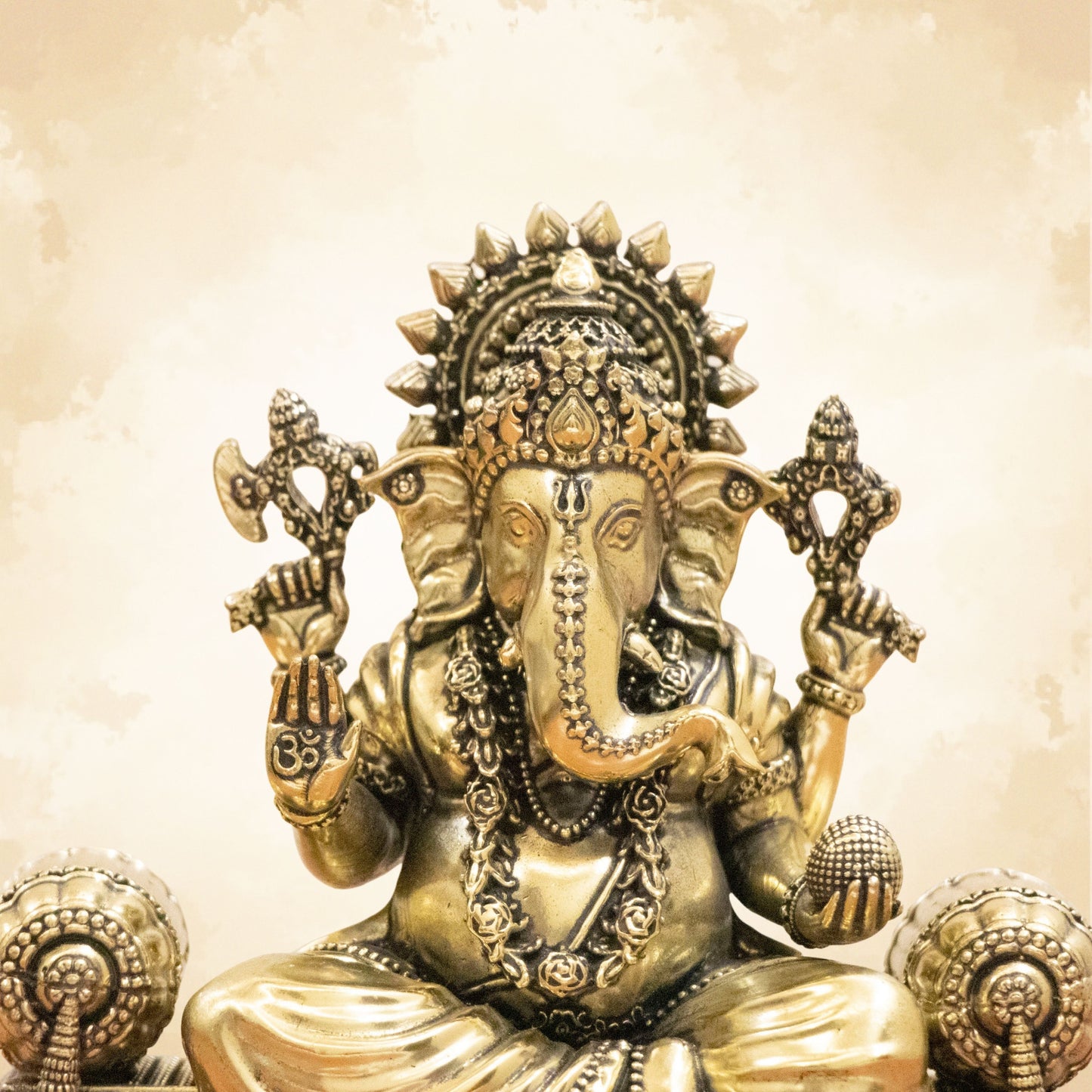Pure Brass Royal Ganesha Idol – Embodiment of Authority, Knowledge & Positivity - 5.5 Inches