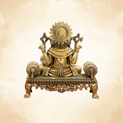 Pure Brass Royal Ganesha Idol – Embodiment of Authority, Knowledge & Positivity - 5.5 Inches