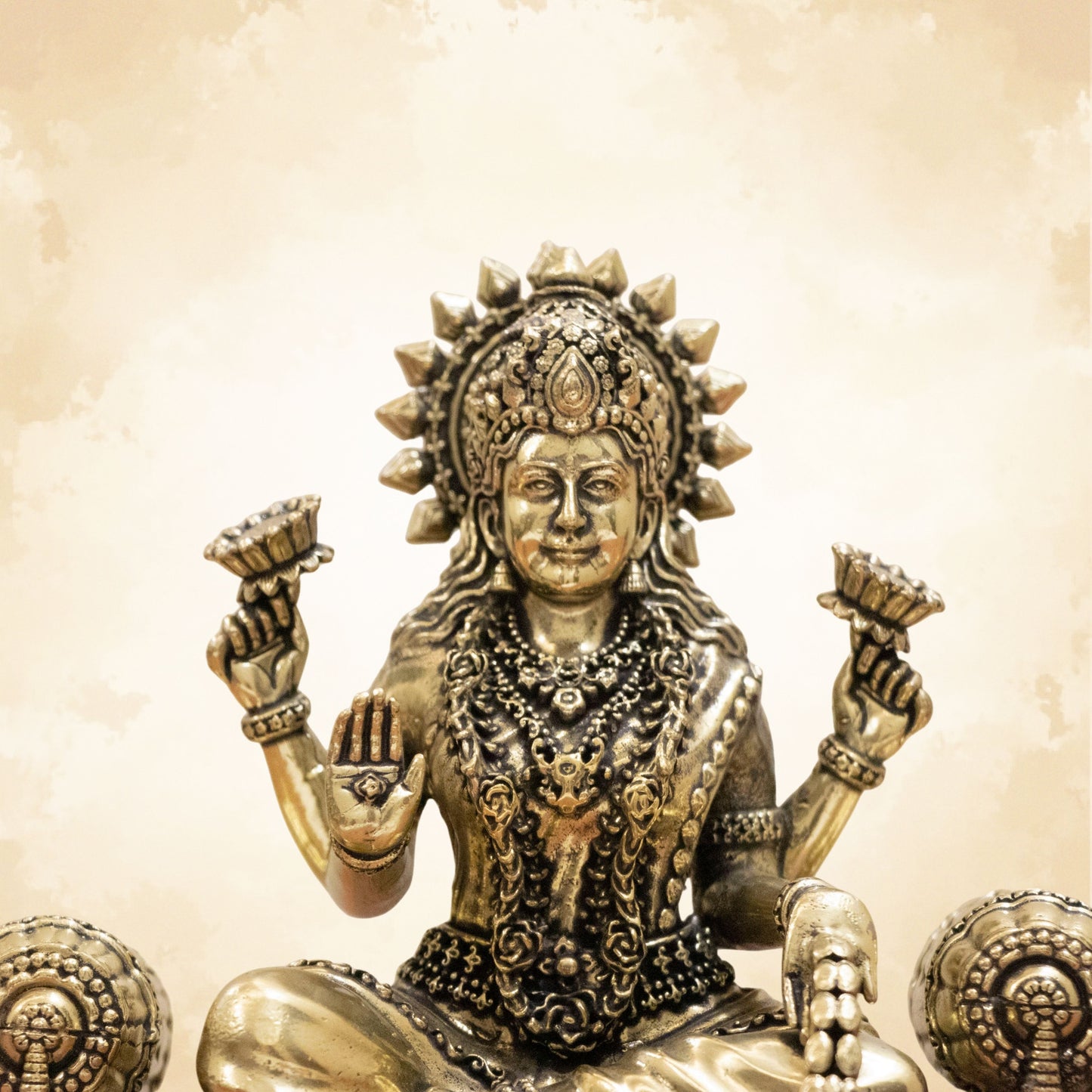 Pure Brass Handcrafted Laxmi Ji on Royal Singhasan