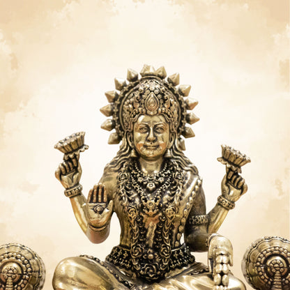 Pure Brass Handcrafted Laxmi Ji on Royal Singhasan