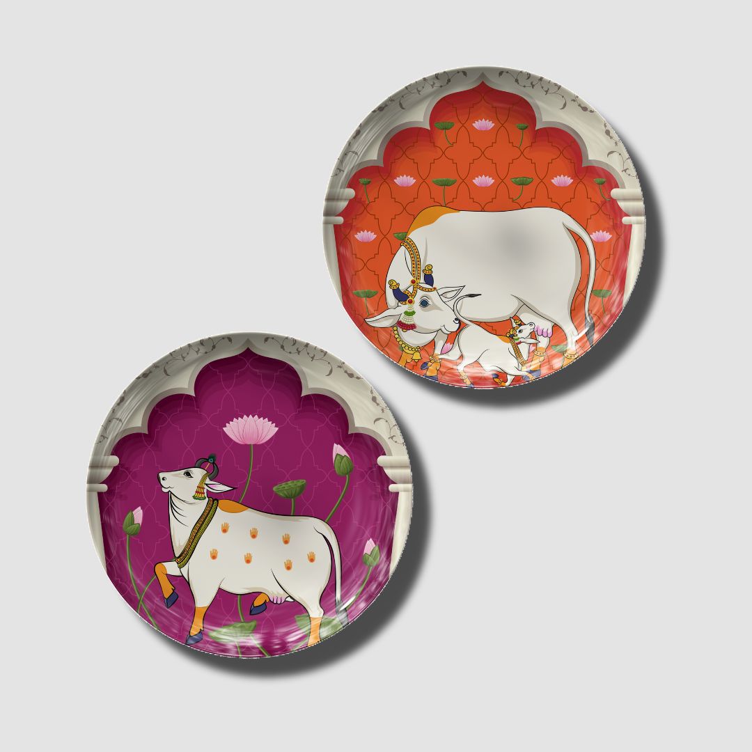 Divine Pichwai Cow Wall Plates (Set of 2) by The Atrang