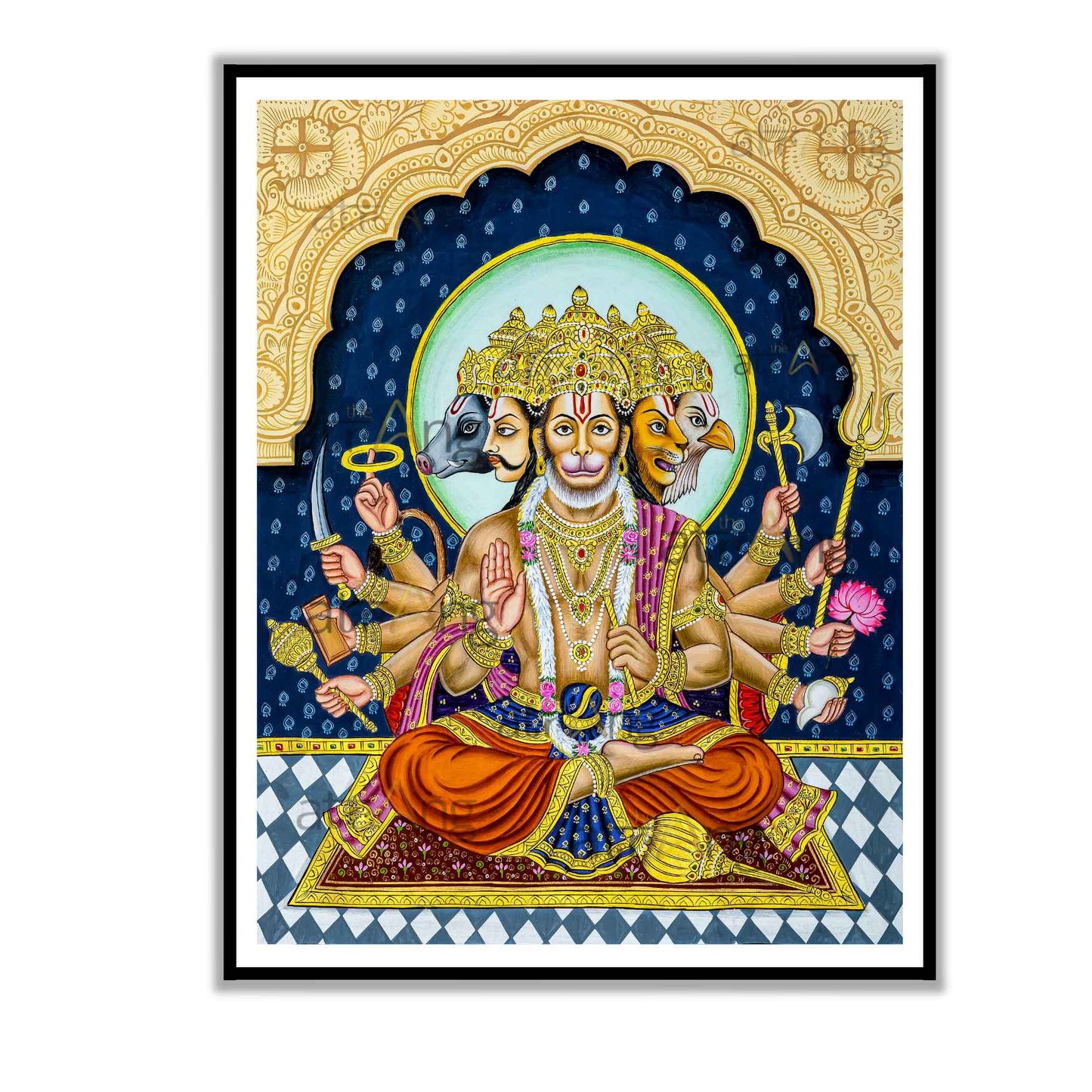 Panchmukhi Hanumanji Divine Seating Asana | Vastu-Friendly Art