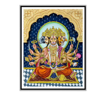 Panchmukhi Hanumanji Divine Seating Asana | Vastu-Friendly Art
