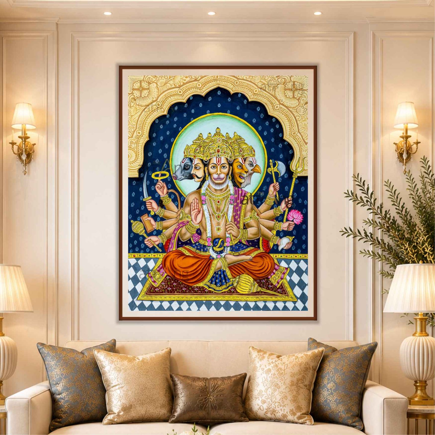 Panchmukhi Hanumanji Divine Seating Asana | Vastu-Friendly Art