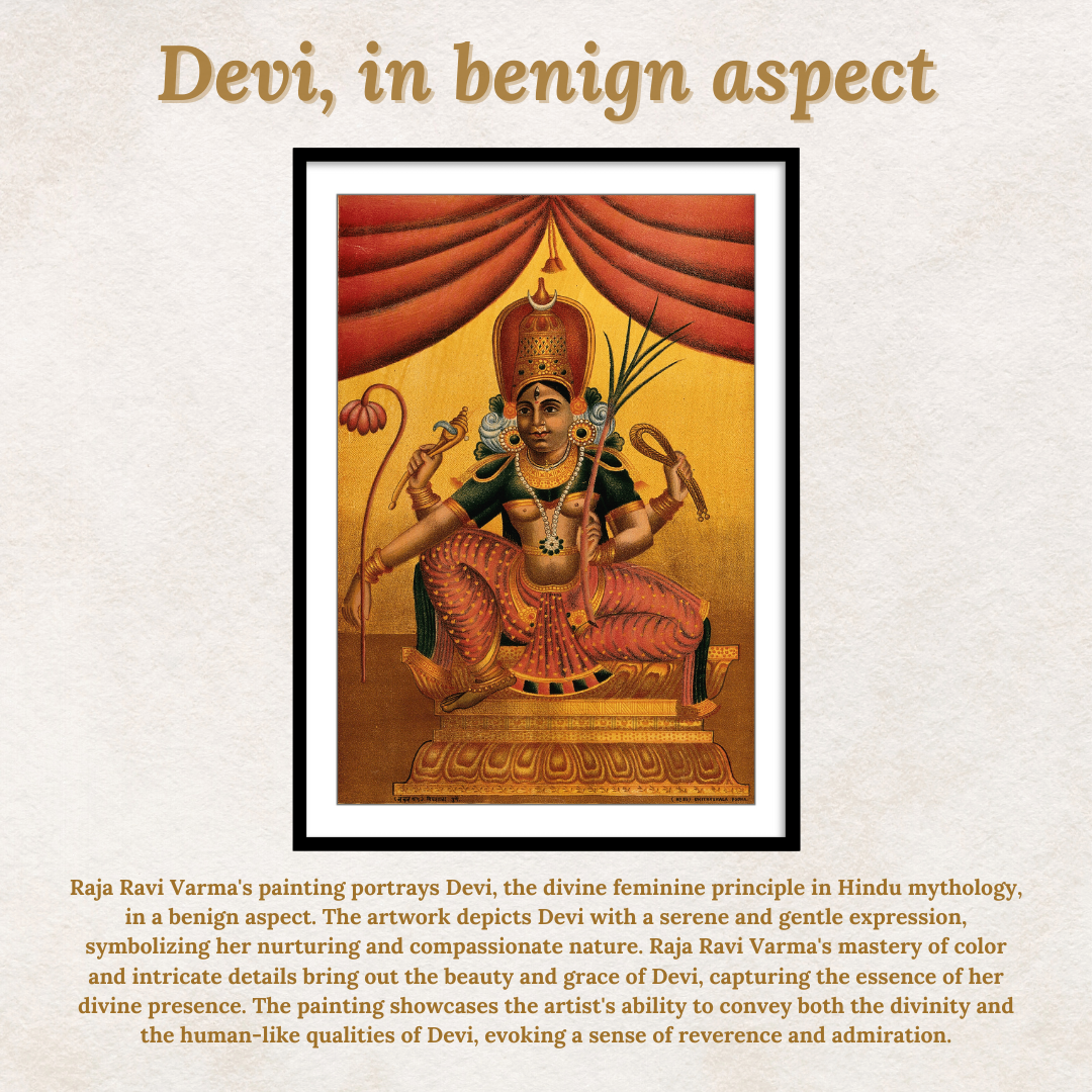 Devi, in benign aspect by Raja Ravi Varma Wall Art for Home Decor