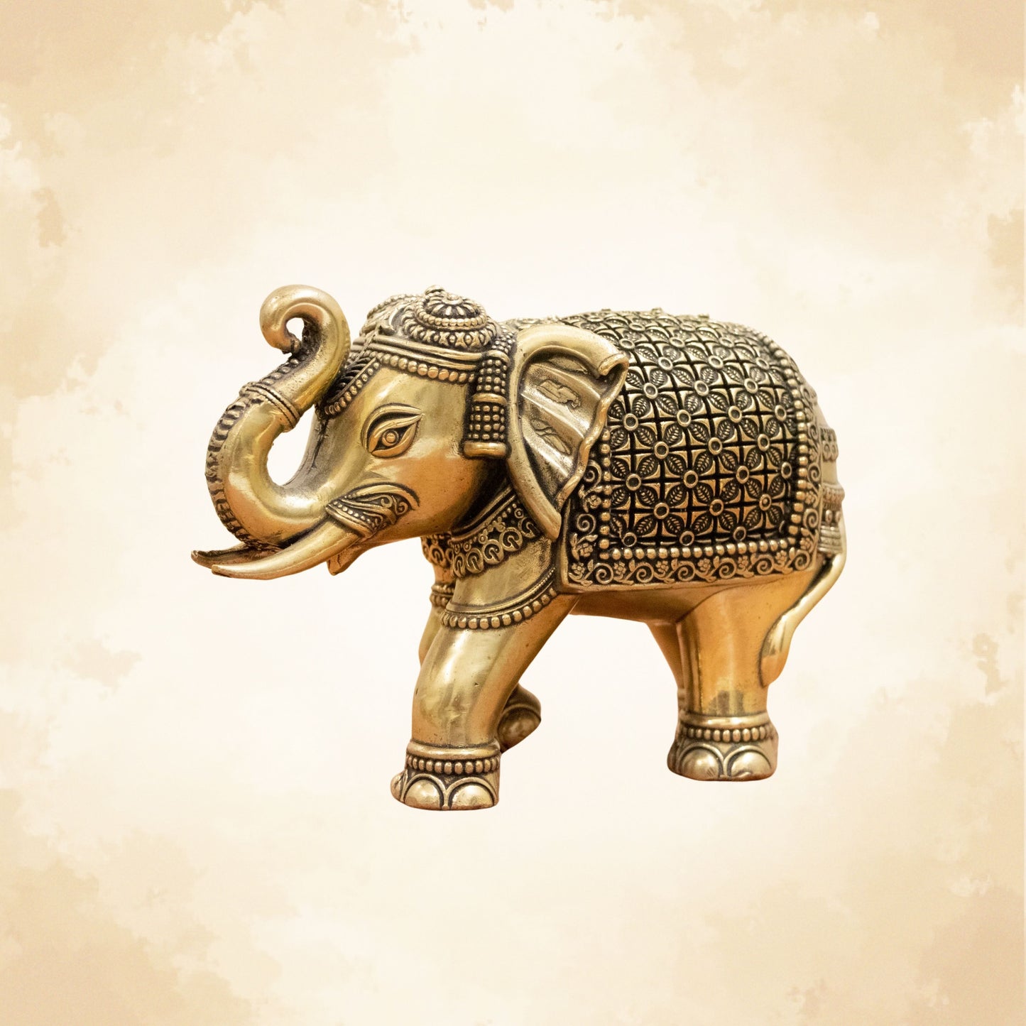 Brass Elephant Statue Pair | Handcrafted Elephant Idols for Home & Office Vastu Decor - 2 Inch