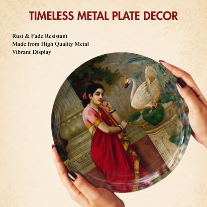 Raja Ravi Varma Vintage Indian Art Metal Wall Plate Set of 9