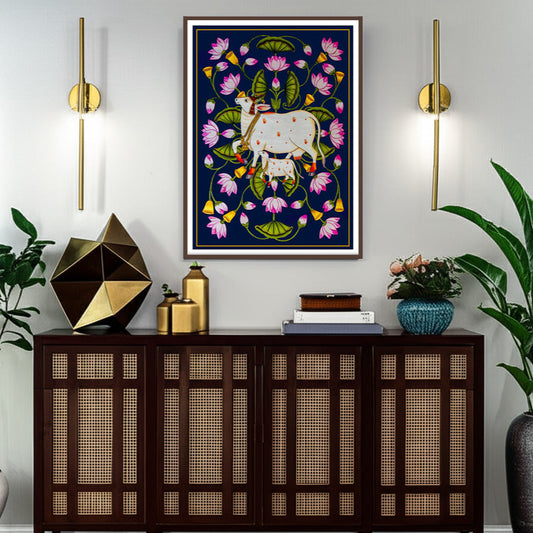 Kamdhenu cow and calf vastu painting for home decor by the atrang