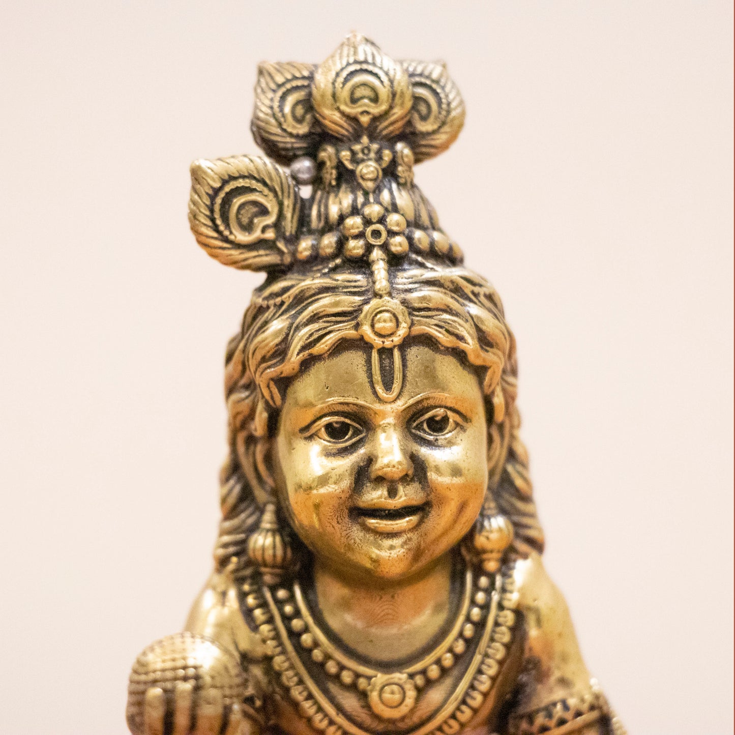 Handcrafted Brass Bal Gopal Idol | Lord Krishna Statue for Prosperity & Positivity - 3 Inch