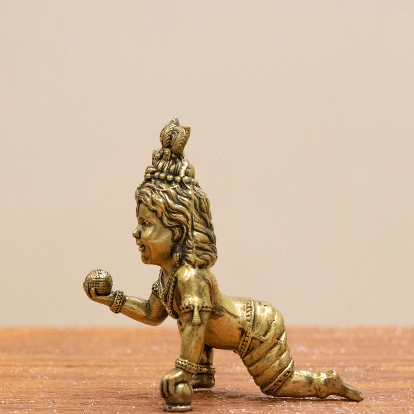 Handcrafted Brass Bal Gopal Idol | Lord Krishna Statue for Prosperity & Positivity - 3 Inch