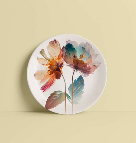 Abstract Watercolor Flower Ceramic Plate for Home Wall Decor