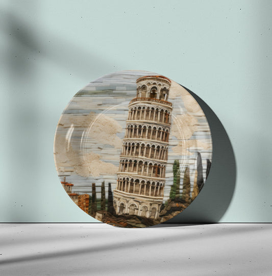 Leaning Tower of Pisa Ceramic Travel Wall Plate for Home Decor