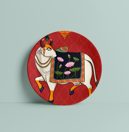 Scared Cow Ceramic Plate for Home Decor