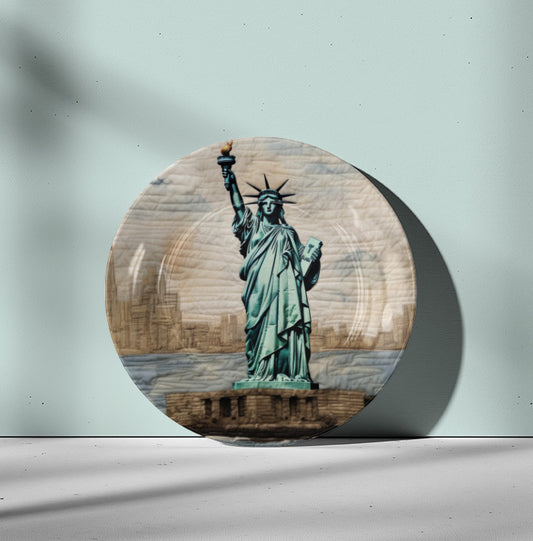 Statue of Liberty Ceramic Travel Wall Plate for Home Decor