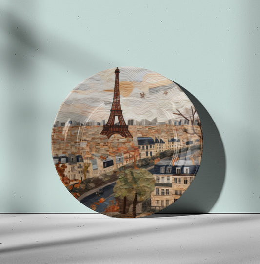 Eiffel Tower Paris Ceramic Travel Wall Plate for Home Decor