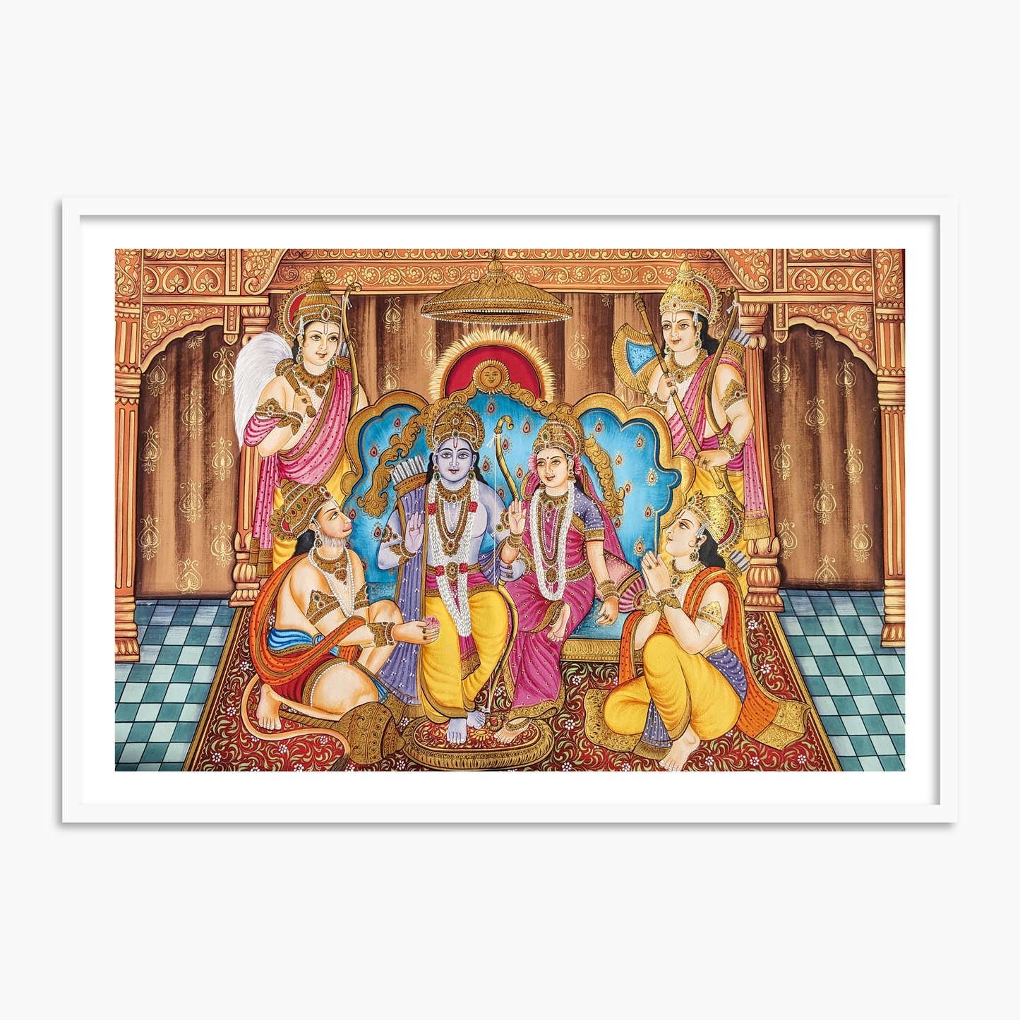Ram Abhishek Darbar Painting | Ram Sita Wall Art Painting Print for Home Decor