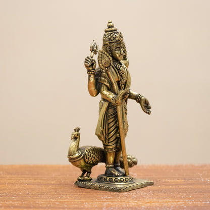 Lord Kartikeya Brass Idol – Symbol of Wisdom, Victory & Divine Strength