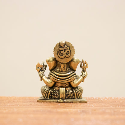 Lord Ganesha Brass Idol (Left Trunk) – Symbol of Wisdom, Prosperity & New Beginnings - 2.5 Inch