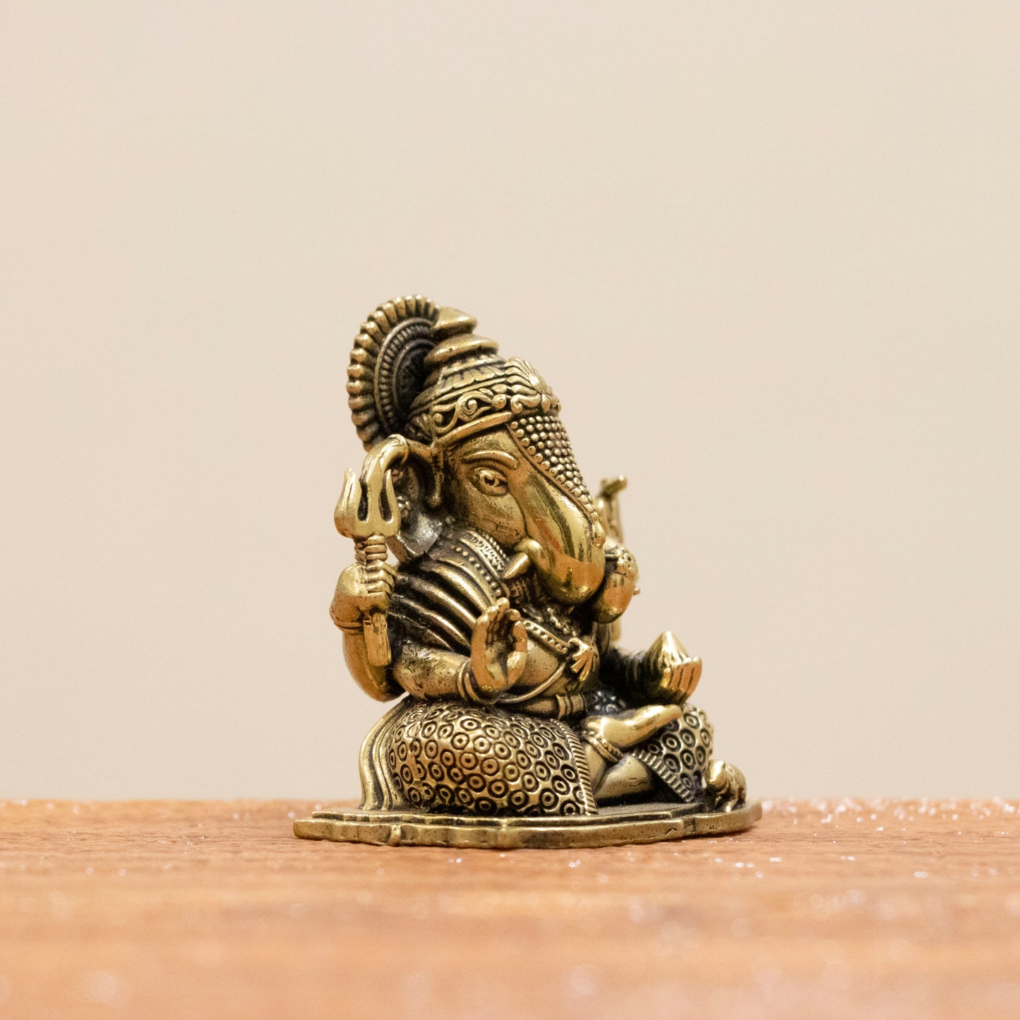 Lord Ganesha Brass Idol (Left Trunk) – Symbol of Wisdom, Prosperity & New Beginnings - 2.5 Inch