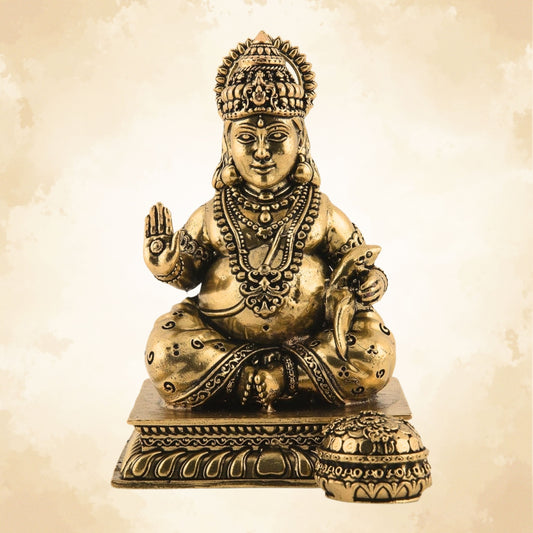 Lord Kuber Brass Idol - The God of Wealth & Abundance || Super fine Brass - 4 Inch