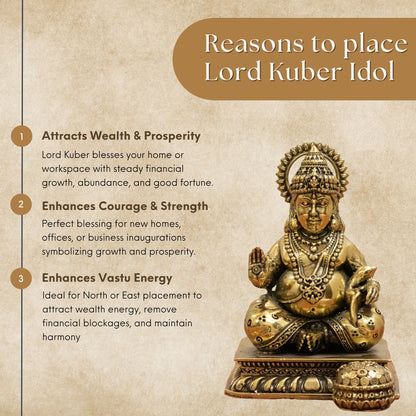Lord Kuber Brass Idol - The God of Wealth & Abundance || Super fine Brass - 3 Inch
