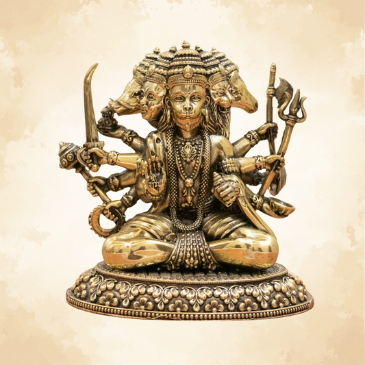 Panchmukhi Hanumanji Brass Idol (3.5 Inch) – Handcrafted in Pure Brass
