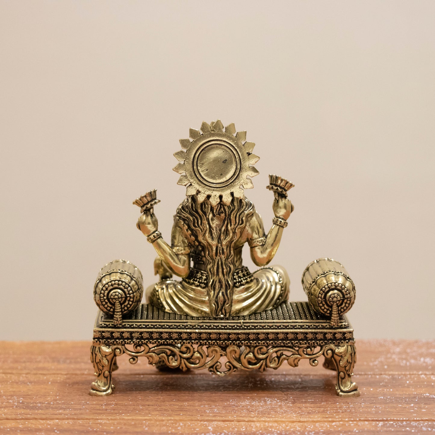 Handcrafted Brass Laxmi Ji on Royal Singhasan