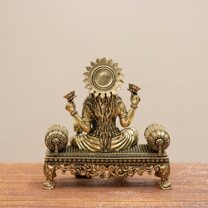 Handcrafted Brass Laxmi Ji on Royal Singhasan