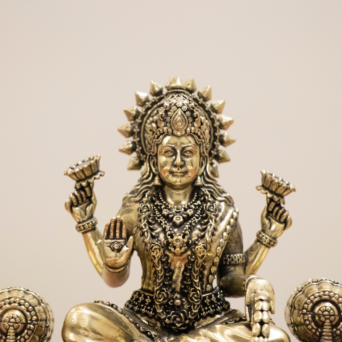 Handcrafted Brass Laxmi Ji on Royal Singhasan