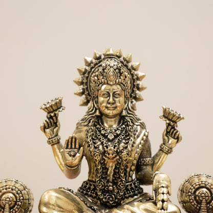 Handcrafted Brass Laxmi Ji on Royal Singhasan