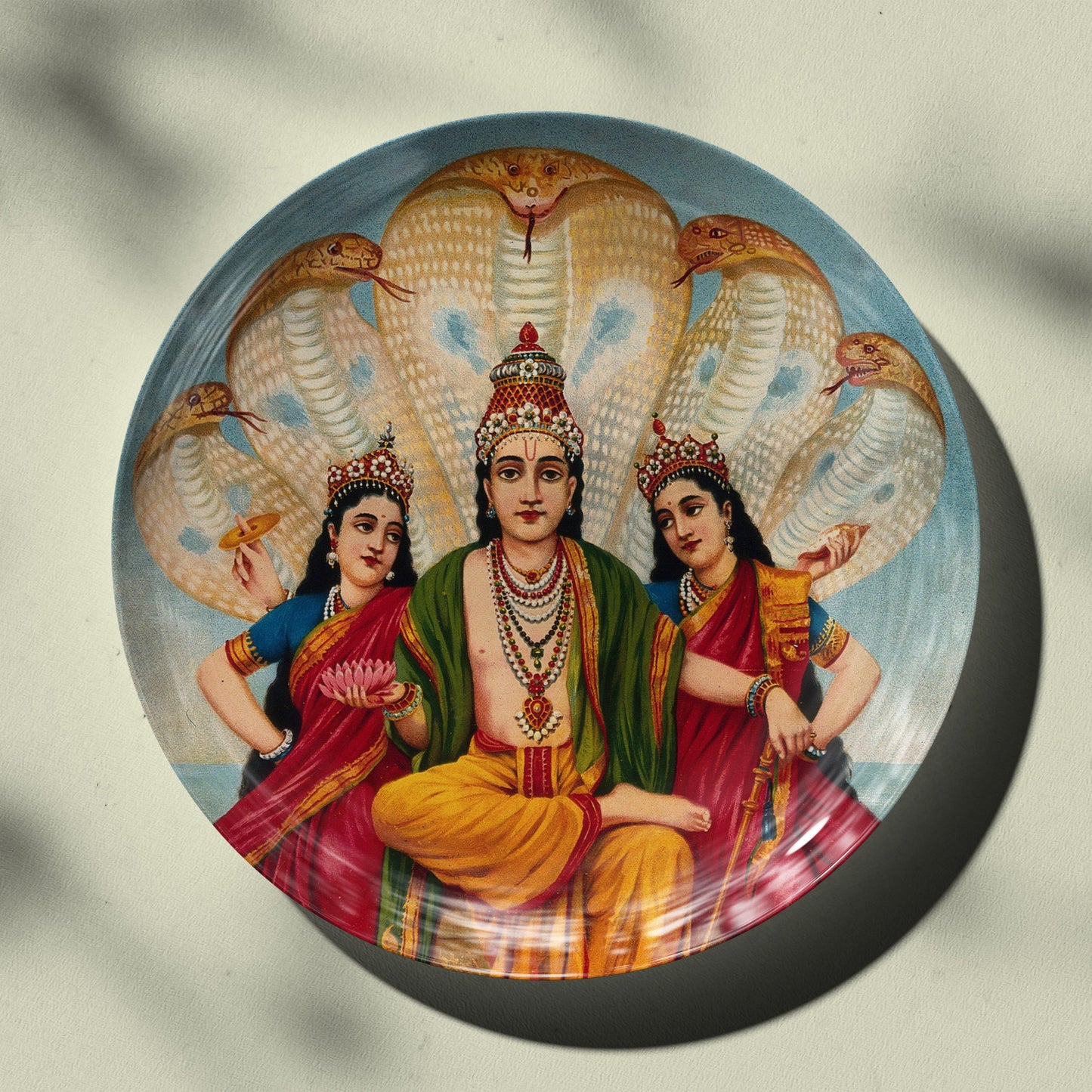 Vishnu & Shiv with his wives Wall Plate Sets by The Atrang