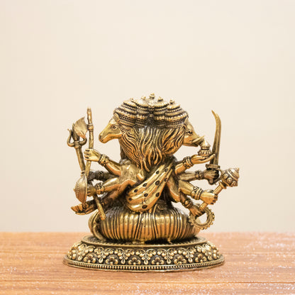 Pure Brass Panchmukhi Hanuman Murti | Lord Hanuman Idol for Protection, Courage & Positivity - 5 Inch