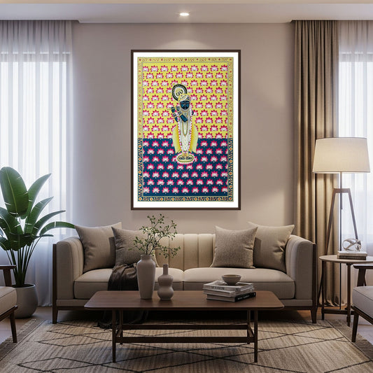 Shreenathji Pichwai Frame in Living Room for Home Decor by The Atrang