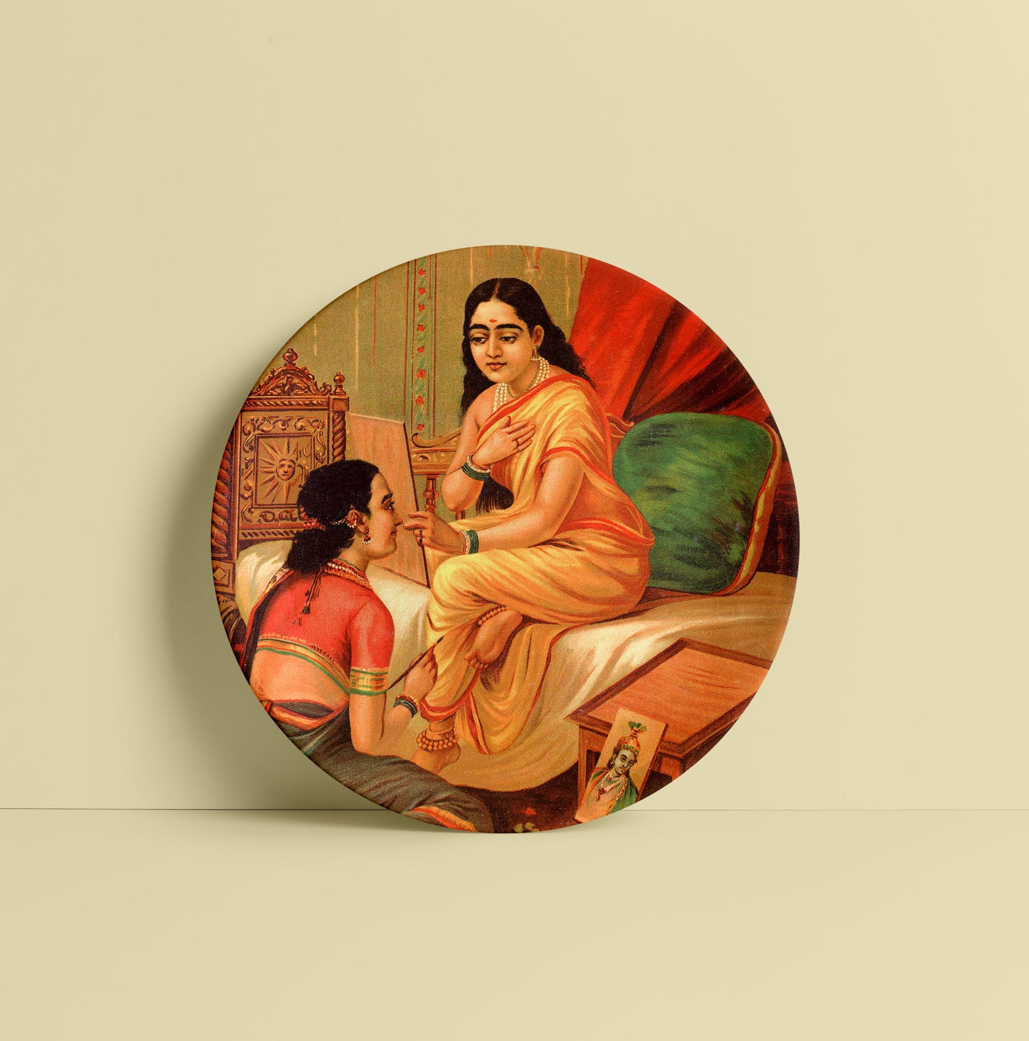 Chitralekha by Ravi Varma Ceramic Plate for Home Decor